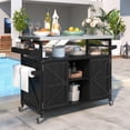 thumbnail image 5 of DEALTOPS Outdoor Kitchen Storage Cart – Versatile Rolling BBQ Prep Station with Spacious Stainless Steel Top, Adjustable Storage, Black, 5 of 8