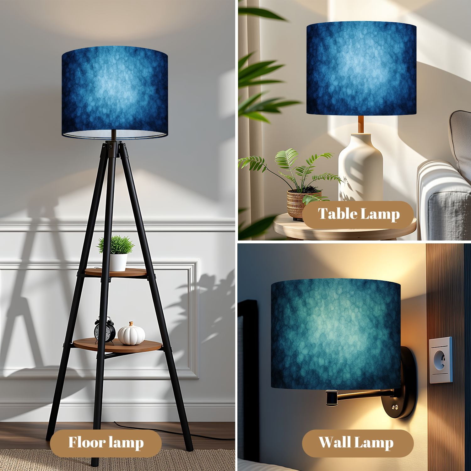 Linen Drum Lamp Shades abstract blue blue paper vintage grunge texture glassy 13" x 13" x 10" Lampshade for Table Lamps Floor Lamps Lamp Shade Replacement Easy Assembly Required