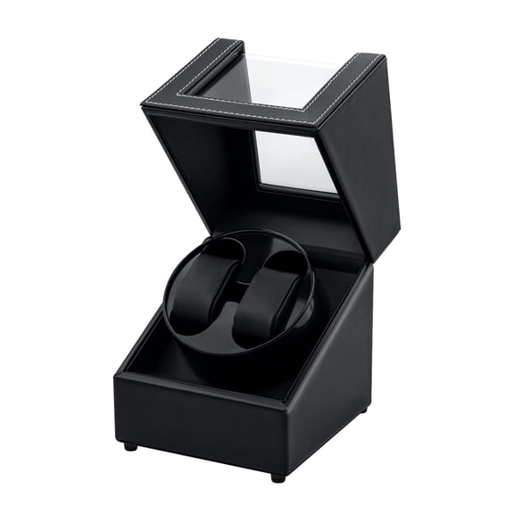 Mcbazel Automatic Dual Watch Winder with Multiple Winding Direction, USB Powered PU Leather Watch Case Box - Black