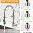 thumbnail image 6 of Brushed Nickel Kitchen Faucet LED Pull Down Sprayer Single Handle Sink Mixer Tap, 6 of 9