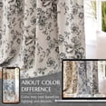 thumbnail image 4 of TOPICK Blackout Curtains 84 Inch Length Black Floral Printed Linen Blend Drapes for Bedroom Living Room Thermal Insulated Back Tab Window Curtains 2 Panel Set, 4 of 5