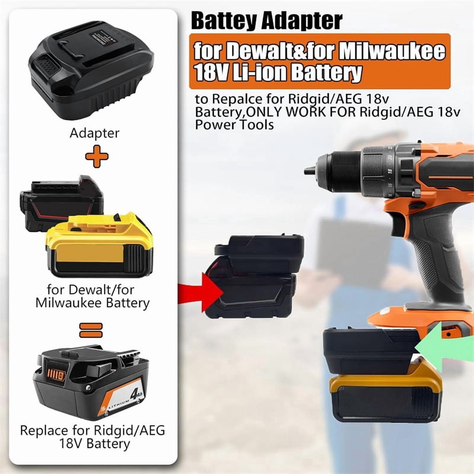 Battery Adapter Converter for De*walt 20V or Mil*wau*kee 18V Li-ion Battery to for Ridgid /AEG 18V Cordles Power Tools Use