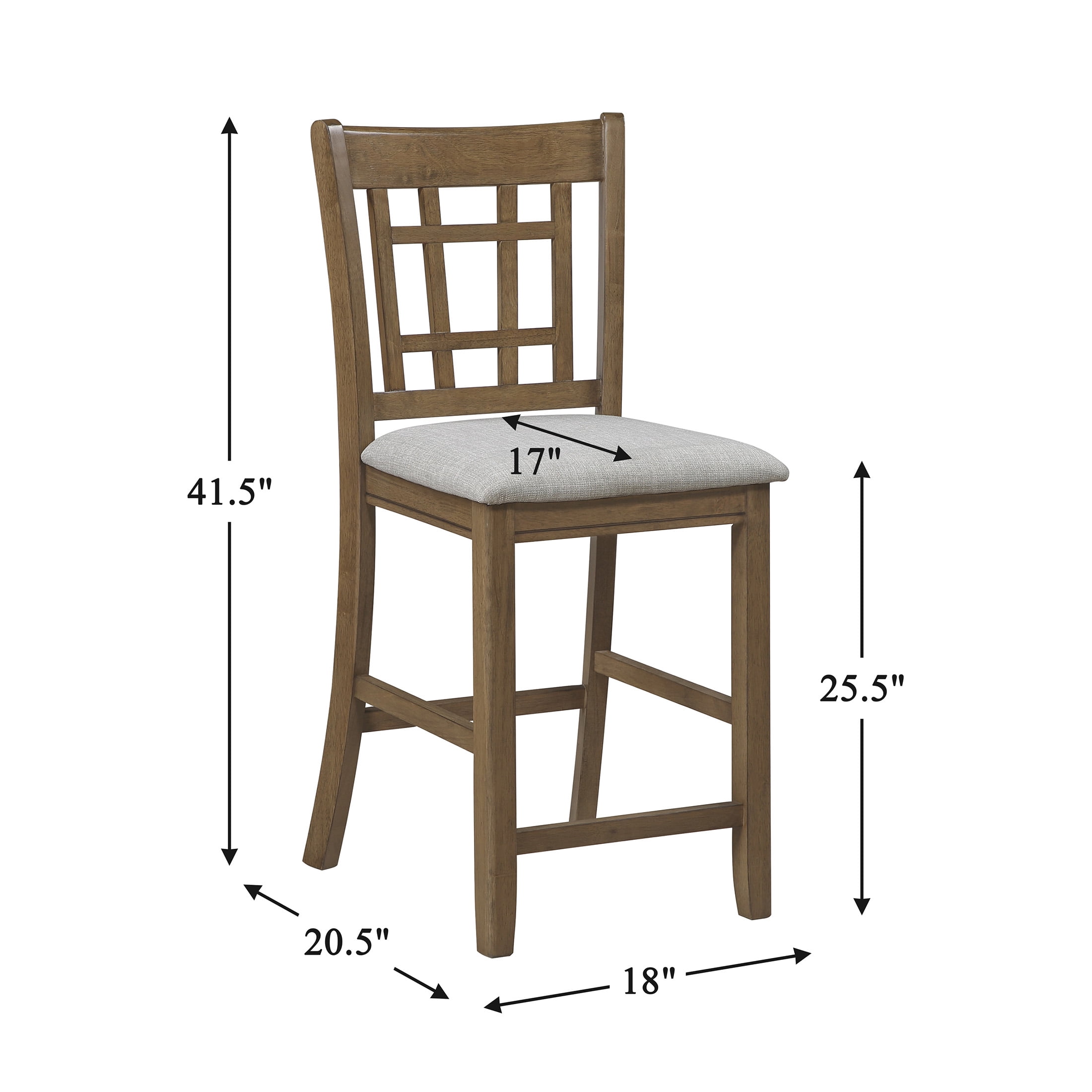 OakvillePark Lume Farmhouse Lattice Back Counter Height Chair, Light Gray/Brown (Set of 2)