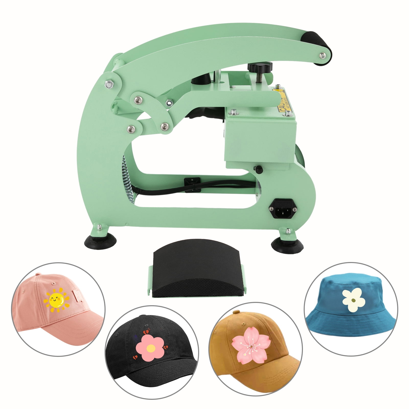 2-in-1 Modern Floor Standing Hat Heat Press Machine Press with Timer & Temperature Control Light Green