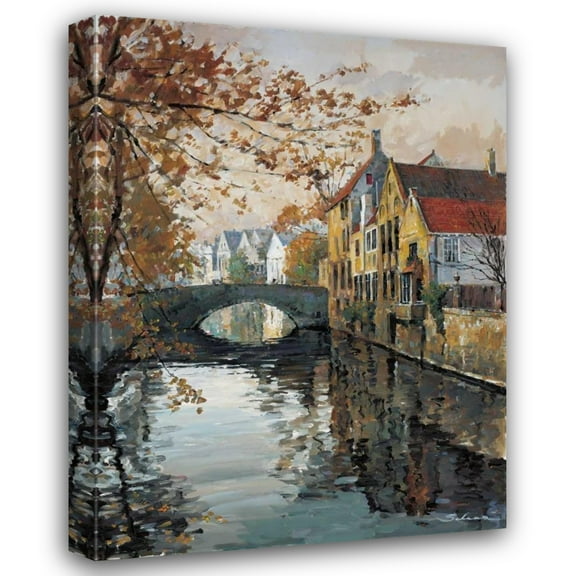 Robert Schaar 19x24 Gallery Wrapped Canvas Wall Art Titled - Brugge Reflections