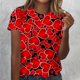 thumbnail image 1 of Fiudx Ofertas Relámpago Blusa de Manga Corta Estampada a La Moda para Mujer, Blusas Informales con Cuello Redondo, 1 of 4