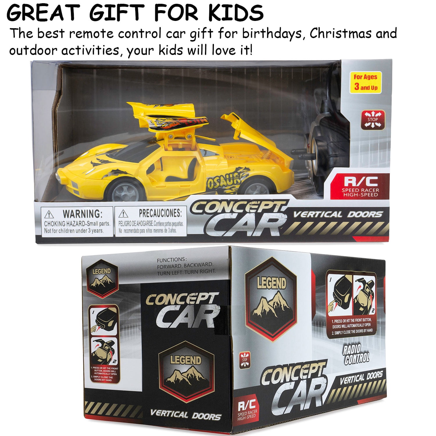 RC Car Toys for Kids, Remote Control Adventurous Fast Speedy Racer Car with Butterfly Doors Toy Gifts for Boys Girls