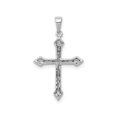 thumbnail image 3 of 10k White Gold Diamond Pave Cross Pendant for Men and Women with Fleur de Lis Detail Religious Fashion Jewelry Necklace, 3 of 6