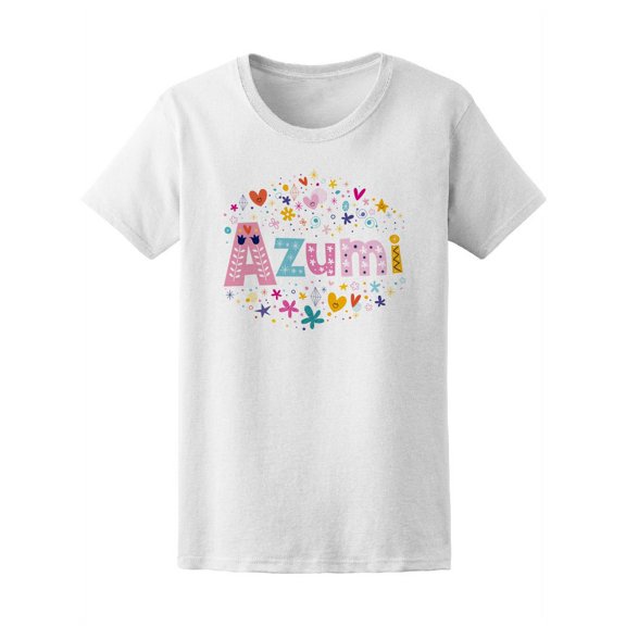 Azumi Cute Colorful Floral Name T-Shirt Women -Image by Shutterstock, Female Large