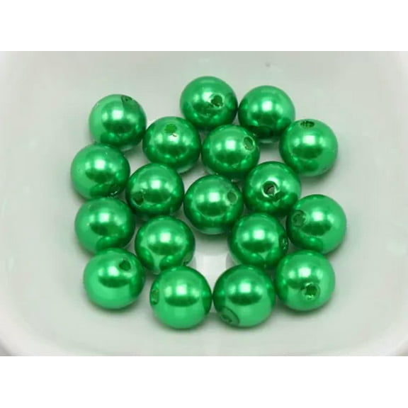 U8MO 100 Pcs 10mm Plastic Faux Pearl Round Beads Imitation Pearl Color For Choice-Green