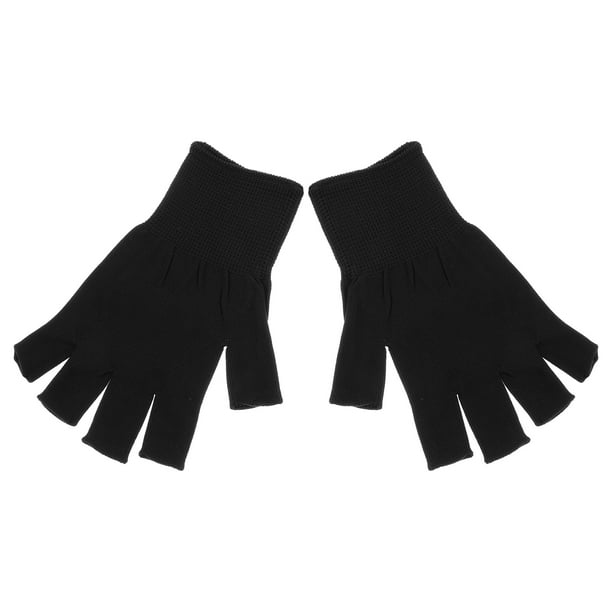 GOOHOCHY Guantes negros de protección solar para medio dedo, manopla de entrenamiento, guantes cortos de protección UV para arte de uñas, ciclismo al aire libre, escalada
