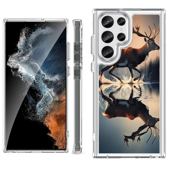 Shockproof Bumper Phone Case for Samsung Galaxy S23 Ultra 5G, by OneToughShield ยฎ - Deer Running