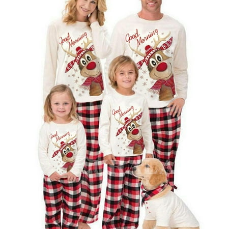 

JBEELATE Family Christmas Pjs Matching Sets Deer Printed Christmas Matching Jammies for Adults and Kids Holiday Xmas Sleepwear Set