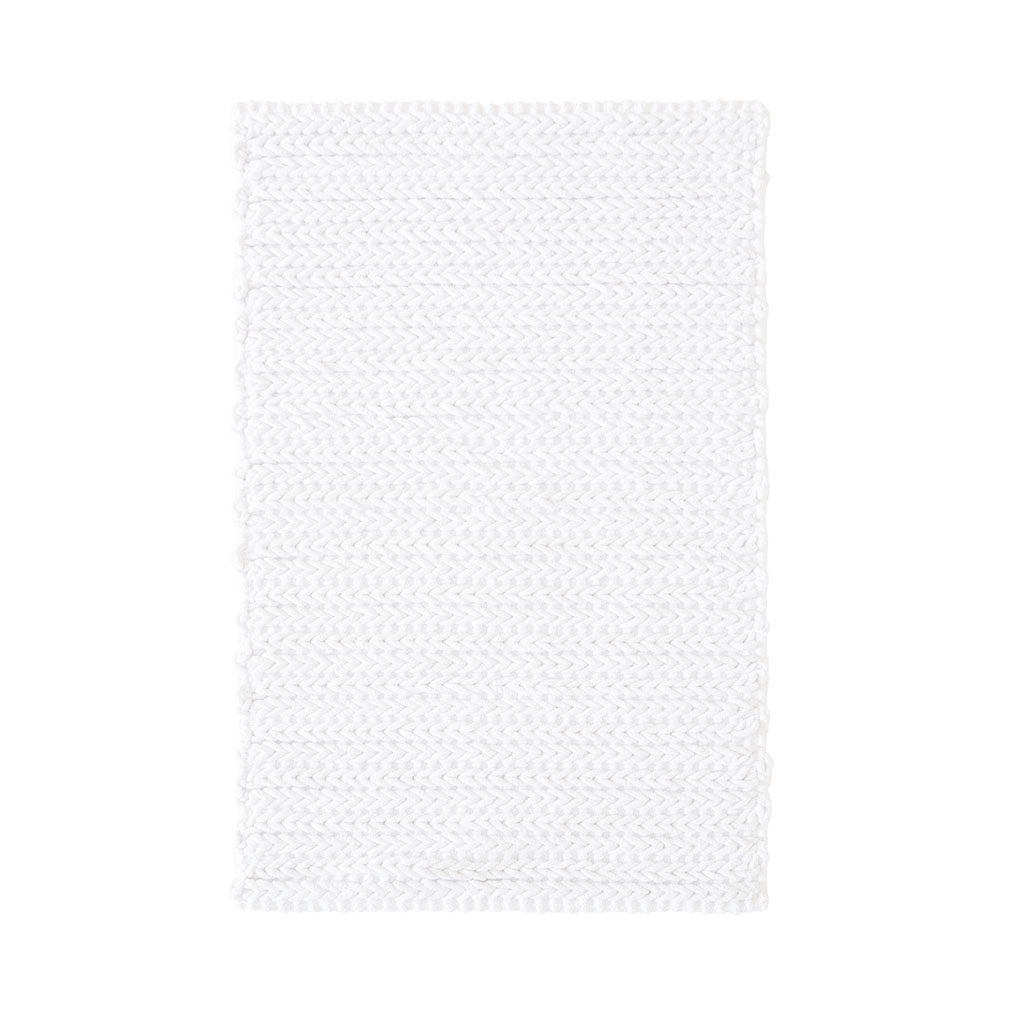 MAYEERTY 100% Cotton Chenille Chain Stitch Rug, 20"W x 30"L, White
