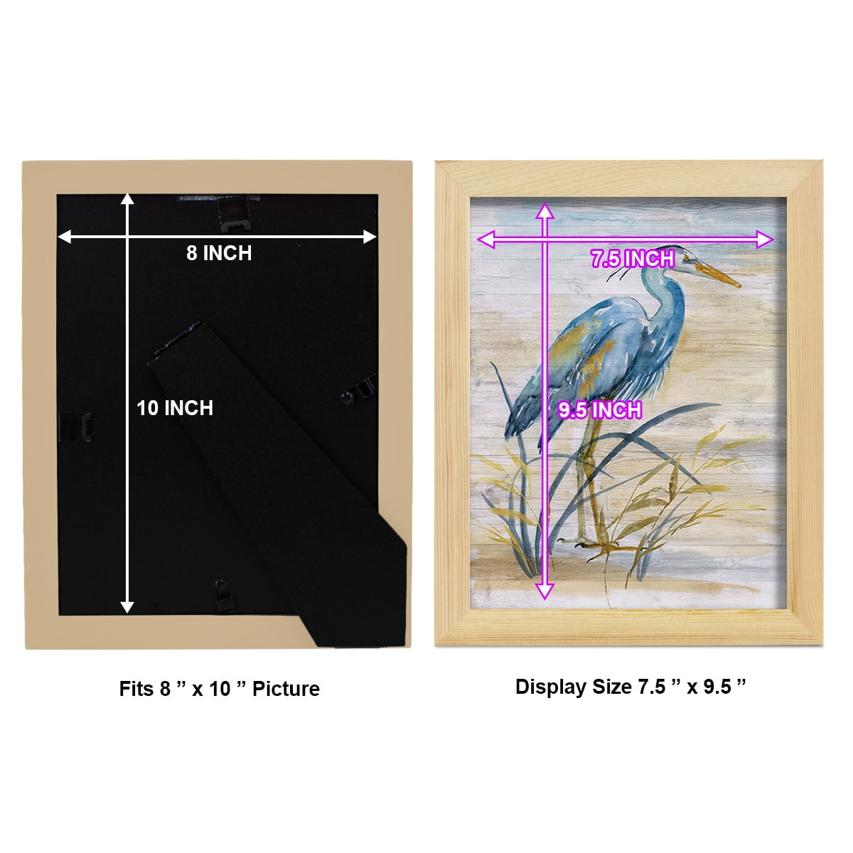 Blue Heron I -Framed Print w/glass-Natural Wood
