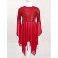 thumbnail image 3 of Manyakai Tunique de Danse pour Filles Enfants Jupe en Chiffon Irrégulière Fluide Culte Liturical Robe de Danse Lyrique Rouge 12, 3 of 7
