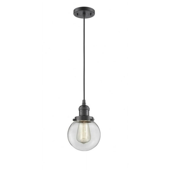 201C-OB-G202-6-LED-Innovations Lighting-Beacon - 6 Inch 1 Light Mini Pendant  Oil Rubbed Bronze