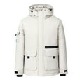 thumbnail image 1 of Men's Heavyweight Padded Puffer Jacket with Detchable Hood Thick Warm Softshell Windproof Windbreaker Down Coats, 1 of 4