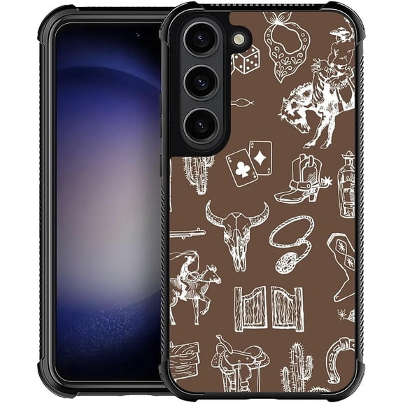 Case for Samsung Galaxy S23 Plus,Military-Grade TPU Protection with Shock-Absorbing Edges, Slim Anti-Drop Cover Case for Samsung Galaxy S23 Plus -Western Cowboy Collage