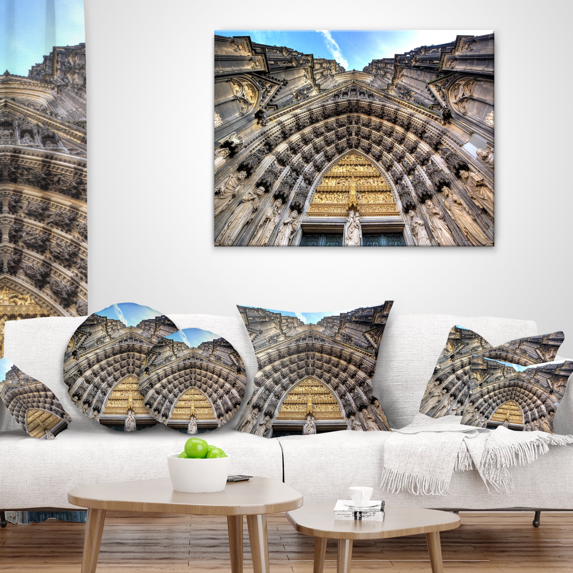Designart Facade of the Dom Church in City - Cityscape Art Throw Pillow - 16x16