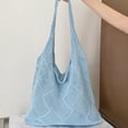 thumbnail image 3 of Woven Shopping Bags Simple Large Capacity Aesthetic Knit Shoulder Handbag B, 3 of 8