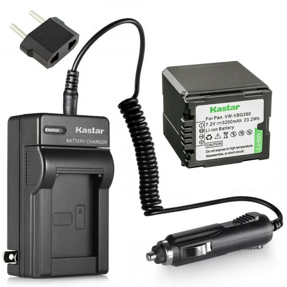 Kastar Battery 1-Pack   Charger Kit for Panasonic VW-VBG260 AG-AC7 AG-AF100 AG-HMC40 AG-HMC80 AG-HMC150 HDC-HS250 HDC-HS300 HDC-HS700 HDC-SD600 HDC-SD700 HDC-SDT750 HDC-TM300 HDC-TM700 SDR-H80 Cameras