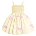 thumbnail image 2 of IBTOM CASTLE Baby Girl Dress Satin Bubble Pink Bow Ruffle Pageant Formal Princess Toddler Girl Fancy Dress Photo Shoot Yellow, 2 of 7