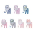 thumbnail image 3 of BULLPIANO 4pcs Unisex Baby Clothes Set - Long Sleeve Romper Pants Sock Bib Suit Baby Shower Gifts for Newnborn 0-12M, 3 of 3