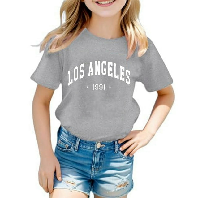 T-Shirts Décontractés à Manches Courtes Col Rond Élégant Imprimé Lettre pour Adolescentes Vêtements Confortables pour Usage Quotidien
