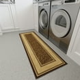 thumbnail image 6 of Ottomanson Border Bathroom Runner Rug 20" x 53" - Non Slip Low Pile Carpet, Brown, 6 of 13