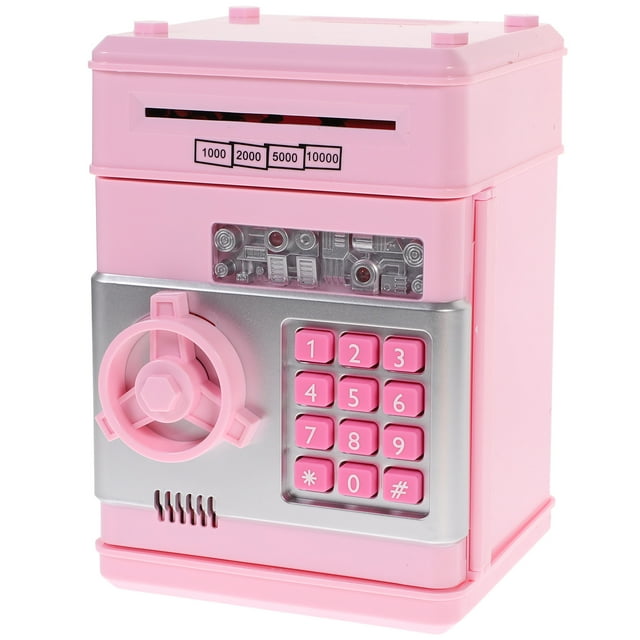 MasteelfCA Coffre-Fort pour Enfants avec Commande Vocale Intelligente Mini Coffre-Fort et Coffre-Fort pour Pièces avec Code Passe (Rose, Bouton Couleur Aléatoire)