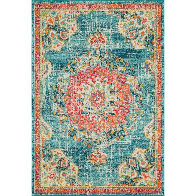 Unique Loom Penrose Center Medallion Rug5' 3 x 7' 7 Rectangle Turquoise/Beige