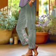thumbnail image 2 of YUANGUANST Women's Wide Leg Pants Summer Linen Pants For Women Wide Leg Boho Pants Loose Palazzo Pants Floral Pants With And Pockets Business Work Casual Pants, 2 of 4