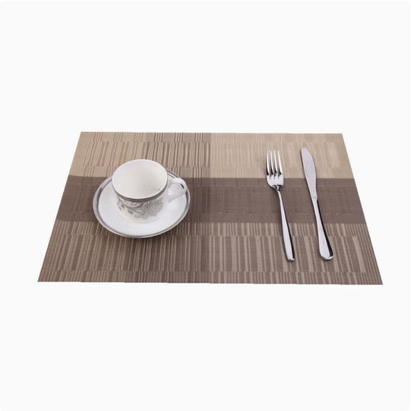 suxuMhao 4 Pack Woven Table Placemats 18"X12"Champagne & Brown Heat Resistant Washable Dining Table Mats Non-Slip Durable Kitchen Placemats Reusable Easy Clean for Indoor Home Daily Use
