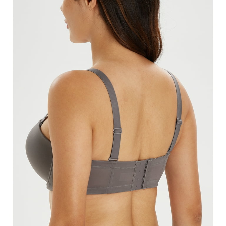 Exclare Women's Multiway Strapless Bra Full Figure Underwire Contour Beauty  Back Plus Size Bra(Grey,40D) 