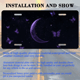 thumbnail image 3 of 1 Pcs License Plate Covers & Frames, Purple Crescent Moon and Butterflies in Starry Night For Decorative Front, Aluminum License Plate Covers & Frames Cover For Men Women, 12" X 6", 3 of 7