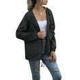 thumbnail image 1 of Qarigey Chubasquero ligero para mujer, impermeable, con capucha, cortavientos para exteriores, plegable, para senderismo, Camping, trajes para mujer Prendas para la parte del cuerpo Negro METRO, 1 of 6