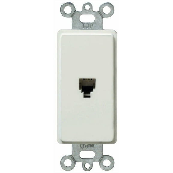 Leviton 40649-W White Decora 6P4C Telephone Jack Wall Plate Insert