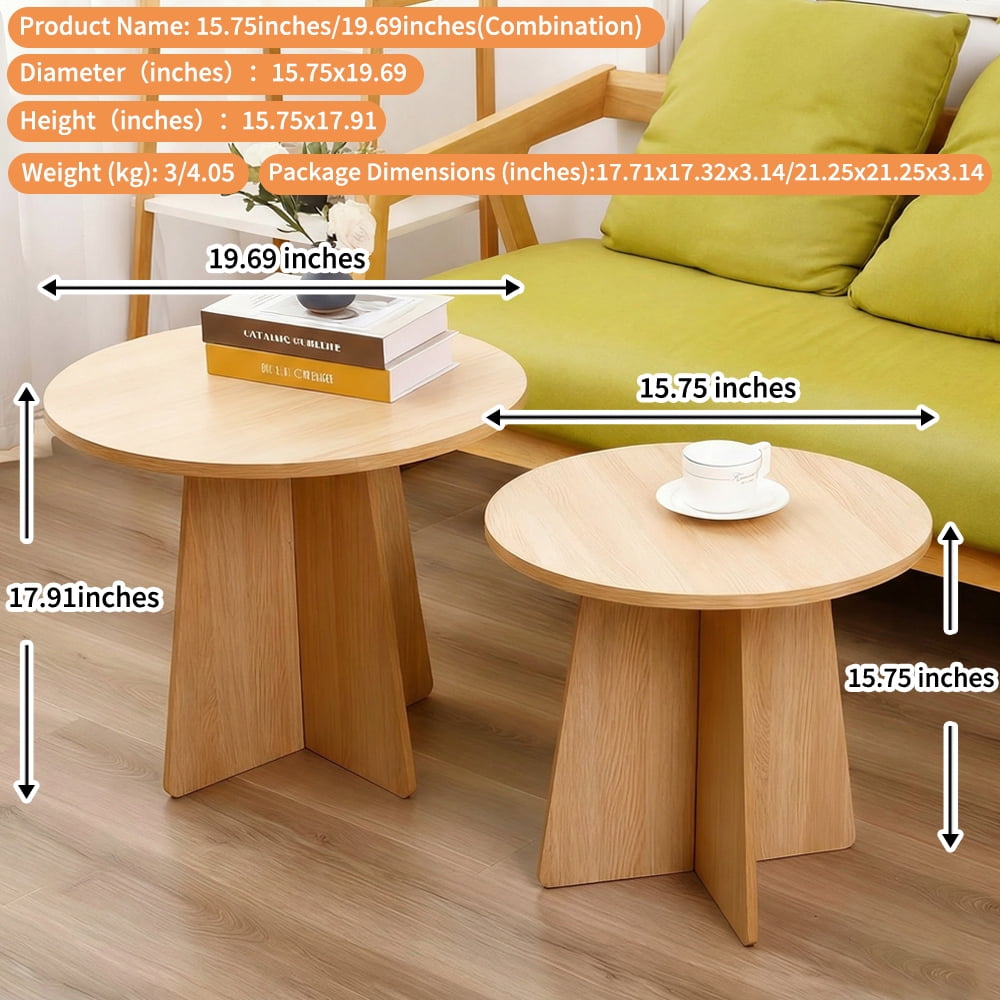 BEJOLO Round Coffee Table, Modern Table with Wood Grain Finish, End Table Side Tables for Living Room