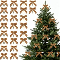 24 Pcs Burgundy Small Velvet Christmas Bows for Christmas Tree Decorations, 3.5 Inch Xmas Velvet Ribbon Bow Ornaments for Christmas Farmhouse Wreath Garland DIY Craft Gift Wrapping Decorative(E)