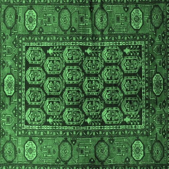 Ahgly Company Indoor Square Persian Emerald Green Traditional Area Rugs, 4' Square