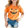 thumbnail image 3 of CONFREE Halloween Boys Short Sleeve Tshirts Crew Neck Pumpkin Face Graphic Soft Hallowmas T-Shirts for Kids, 3 of 4