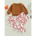 thumbnail image 4 of Mialoley Baby Girls Pants Set, Long Sleeve Letters Print Sweatshirt with Heart Print Flare Pants, 4 of 9