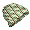 thumbnail image 1 of Striped Unisex Beanie, Nostalgic Fashion Art, Hiking Outdoors, Brown Teal, by Ambesonne, 1 of 1