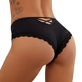 thumbnail image 3 of Pack of 5 Sexy Retro Lace Thongs for Women,Mid Waist Thong Panties Underwear Soft Breathable Ladies Panties, 3 of 6