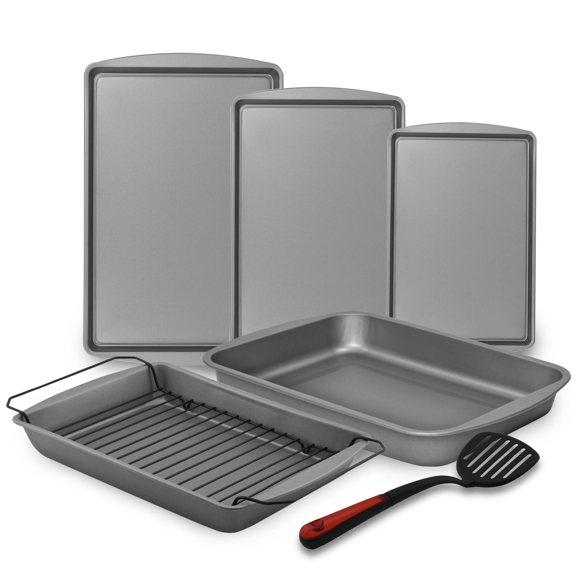 BakerEze 7Piece Bake, Broil and Roast Set, Cookie Pans, Baking Pans