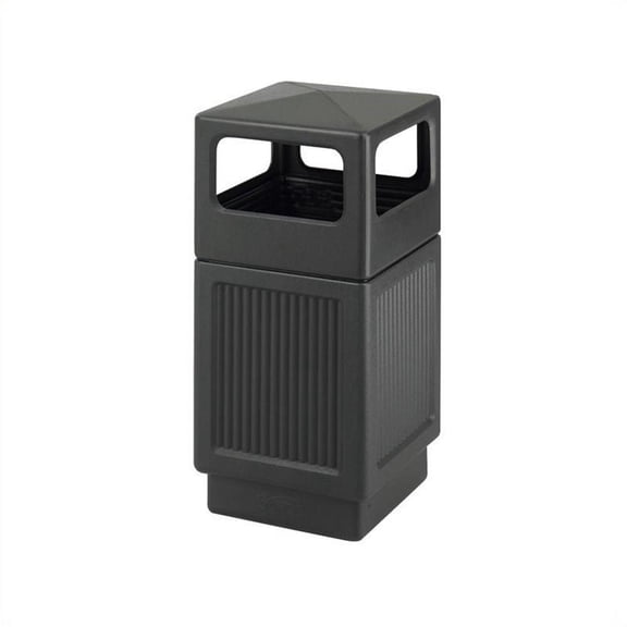 Pemberly Row Outdoor/Indoor Side Opening 38-Gallon Black Trash Can