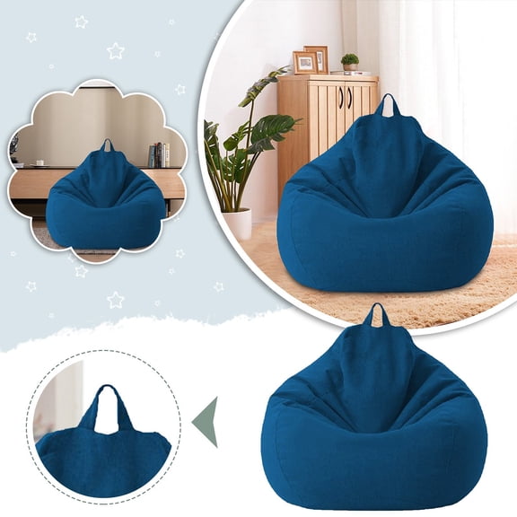 Bean Bag Lazy Sofa Jacket Dark Blue Medium Size 80 * 90Cm (M Size) Sofa Cover Color:Blue Material:Cloth
