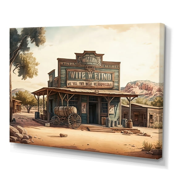 Designart Wild West Store Arizona Canvas Wall Art