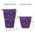 thumbnail image 2 of Xecao Bright Purple Butterflies Print Telescopic Pencil Bag Pen Holder Pop Up Stationery Case Stand-up Retractable Transformer Bag Standing Organizer, 2 of 6